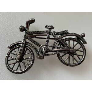 Vintage Sterling Silver 925 Kinetic Bicycle Brooch - Movable Wheels, 14.5g